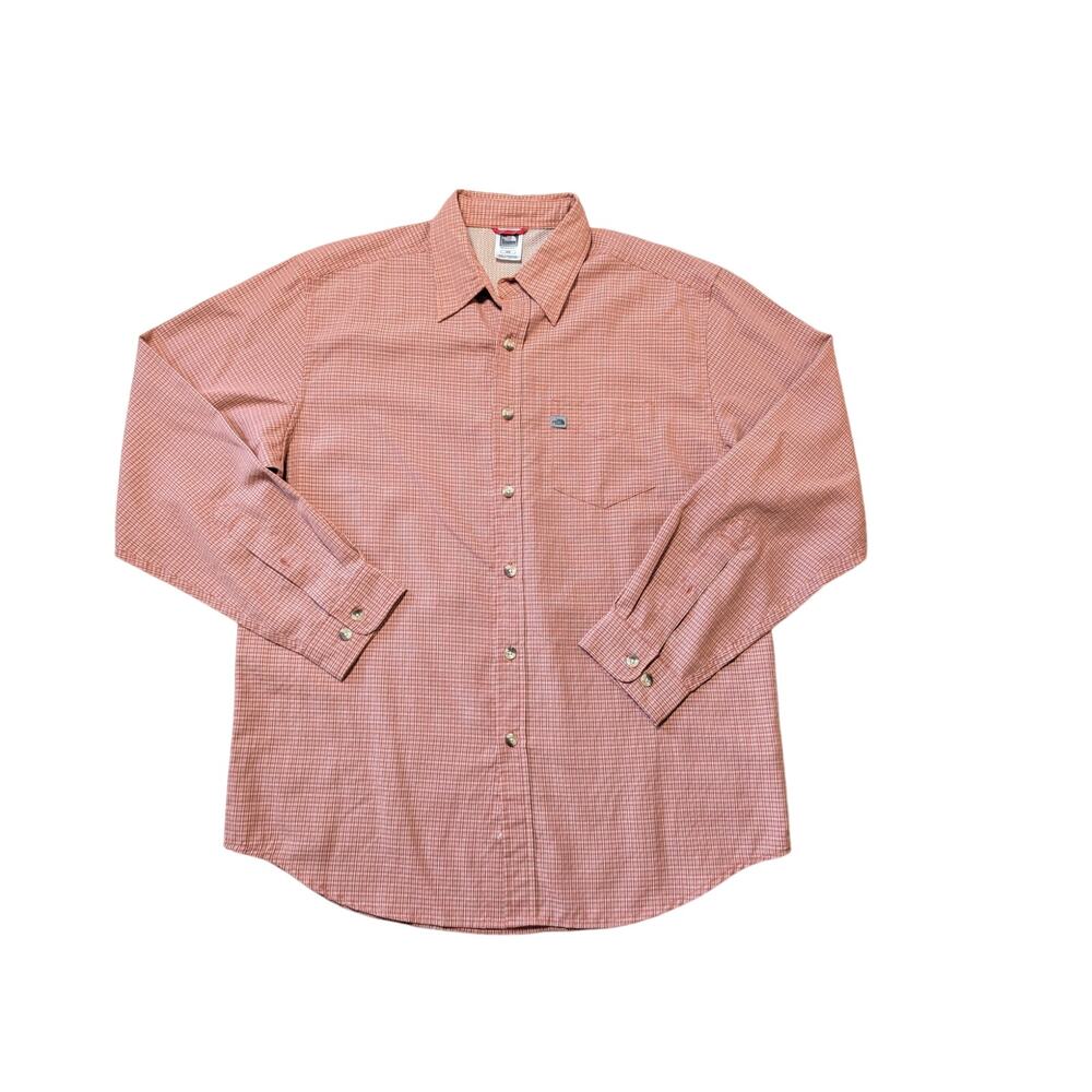 The North Face Men's Button Up Shirt Modal Plaid Orange Size M